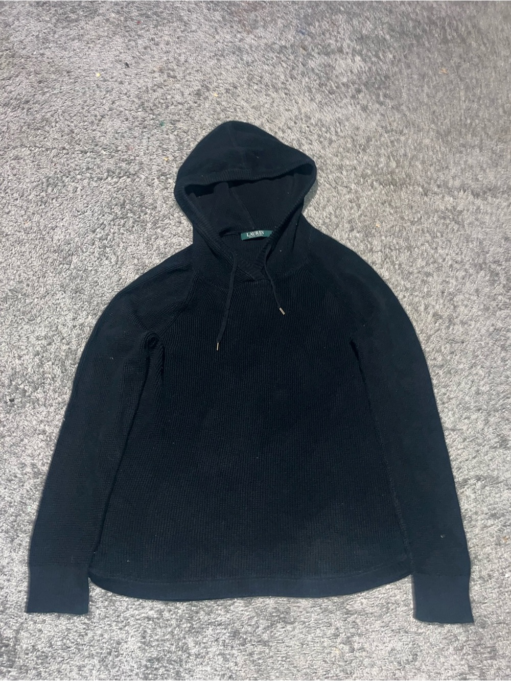 Lauren Ralph Lauren Black Knit Hooded Pullover